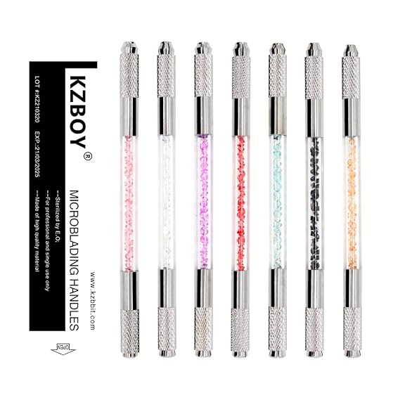 10 Multi-colors Double Sided Microblading Handles Individually Packaged with Lot # and Exp. Date for Microblades