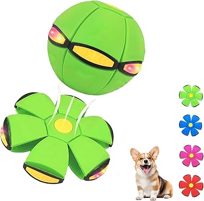 Magic Bouncy Ball - Childrens Bouncing Ball Throw a Disc Catch a Balls - Indoor Outdoor Soccer Ball, Time Delay Transformation Flying Toy with 6 Lights