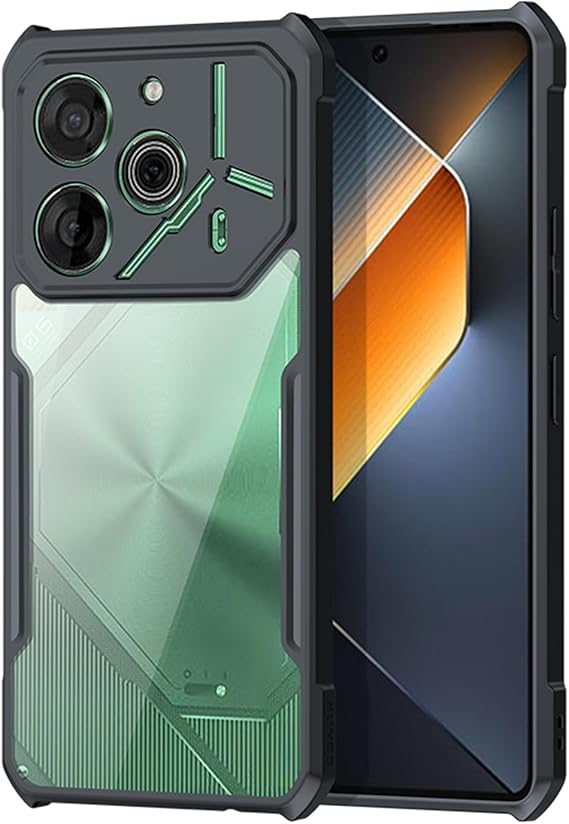 Case Compatible with Tecno Pova 6 Pro 5G, [Droproof] [Sweat-Proof] [Fingerprint-Proof] Shockproof Protective Phone Case Fits Tecno Pova 6 Pro 5G,Black