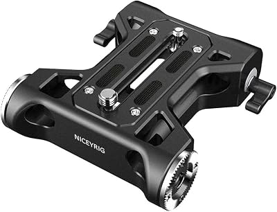 NICEYRIG Camera Baseplate with Rosette Mount, 15mm Rod Base Plate Applicable for Sony FS5 FS7 FX9, RED DSMC2, KINEFINITY Cinema Camcorder - 401