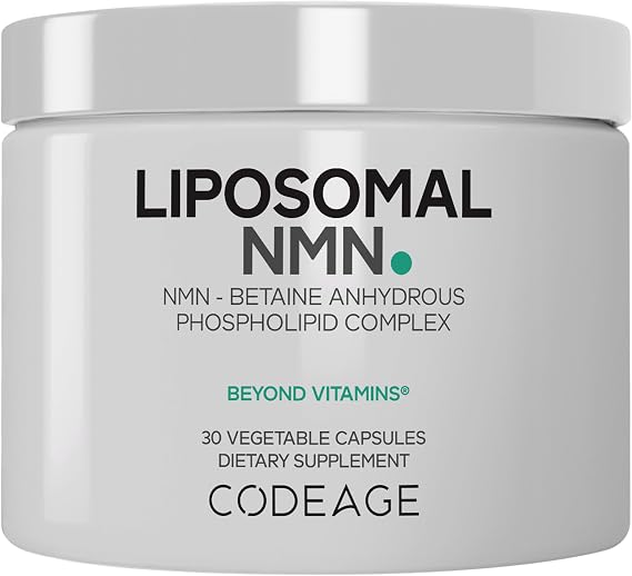 Codeage Liposomal NMN & TMG, NAD+ Precursor, NSF, 30 Capsules | NSF Certified - NMN nicotinamide mononucleotide, betaine anhydrous TMG, NAD+ precursor. Liposomal delivery. Non-GMO.