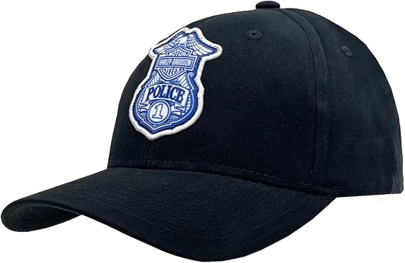 Harley-Davidson Mens Harley Police Patch Adjustable Snapback Baseball Cap, Black