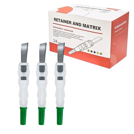 24pcs Metal Restoration Matrix Bands, Dental Matrix Bands with 180 Adjustable Retainer, Dental Sectional Matrix Bands, Matrix Bands for Dental Restorations. (Green)