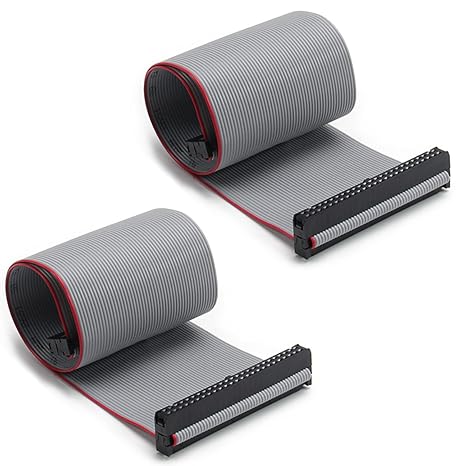 Fielect 2pcs IDC 50 Pin Connector Gray Wire Flat Ribbon Cable Connector Length 30cm 2.54mm Pitch