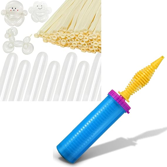 100pcs Clear Long Balloons with Dual Action Two-Way Inflator for Arch Modeling Magic Clown Birthday Wedding Party Decorations