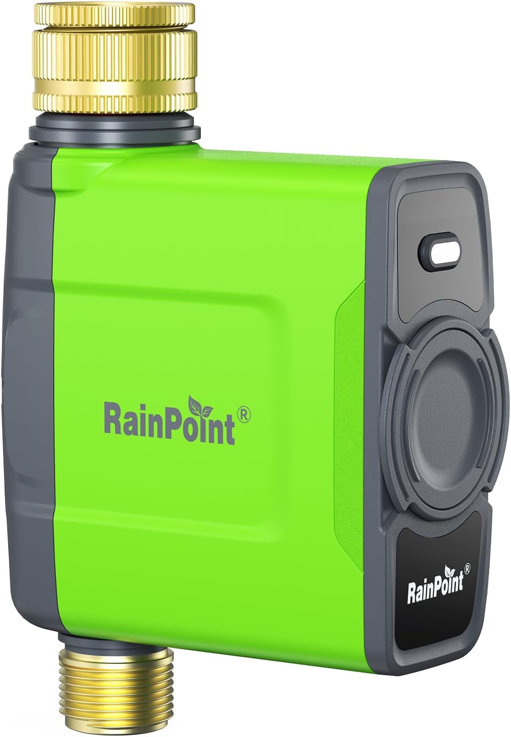 RAINPOINT WiFi Water Timer, Irrigation Timer with Brass Inlet & Outlet, must be used with HWG023 Gateway, IP65 Waterproof Garden Hose Timer, Rain Delay/Manual Watering(without Antenna Gateway)