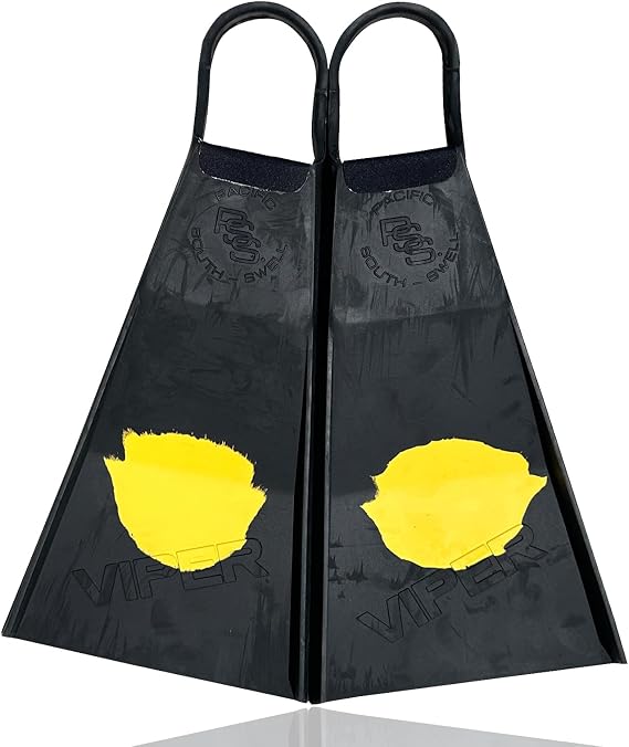 Viper Surfing Fins V5 Yellow Dot with Pads! - XL, Black/Yellow