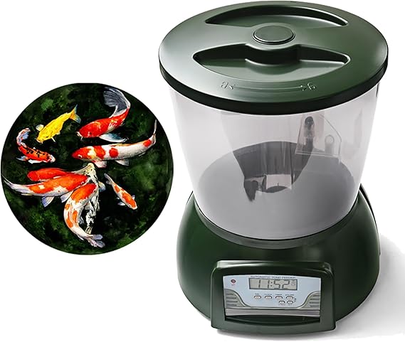 4.5L Pond feeder, Pond fish feeder, Automatic fish feeder for pond, Timer High Capacity -battery powered