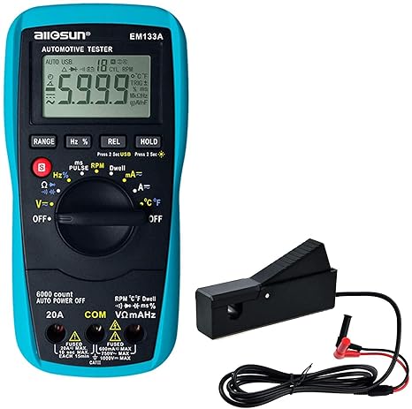 allsun EM133A Auto Multimeter AC/DC Volt Ohm Amp Tester Tool