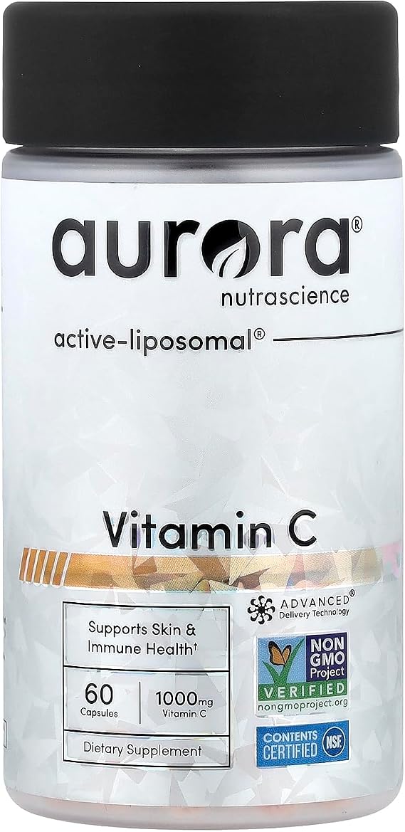 Aurora Nutrascience Liposomal Vitamin C - High Absorption 1000mg Vitamin C for Healthy Immune, Skin & Antioxidant Support, Advanced Liposomal Delivery for Men & Women, Non-GMO - 60 Capsules