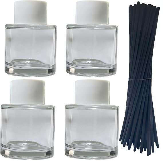 4PCS Reed Diffuser Bottles Empty, 20Pcs Reed Diffuser Stick,Aromatherapy