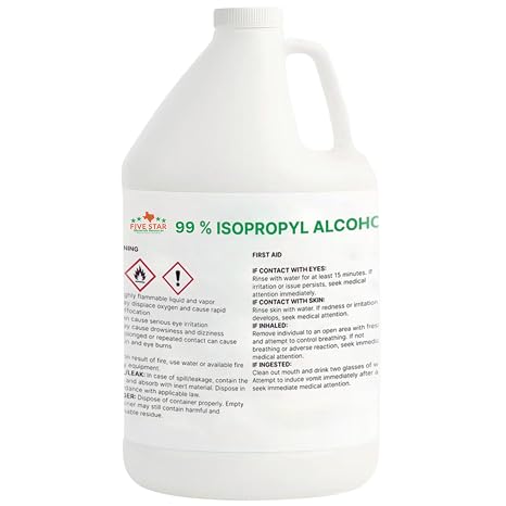 99% Isopropyl Alcohol, 99 Percent IPA Pure, 1 Gallon (128 fl oz) 4 Quarts | Anhydrous pure 99% percent rubbing alcohol, multipurpose concentrated solvent