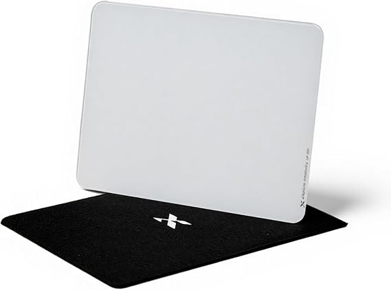 XVX Portable Glass Mousepad, Hard Mouse Pad 290mm*220mm, Ultra Smooth Mouse Pad for Fast and Accurate Mouse Control for Working and Gaming(White)