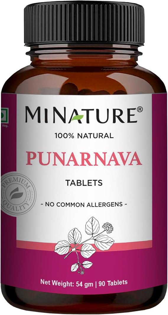 Punarnava Tablets by mi Nature| 90 Tablets, 1000 mg| 45 Days Supply| Herbal Tablets| Vegan | Boerhaavia diffusa| from India