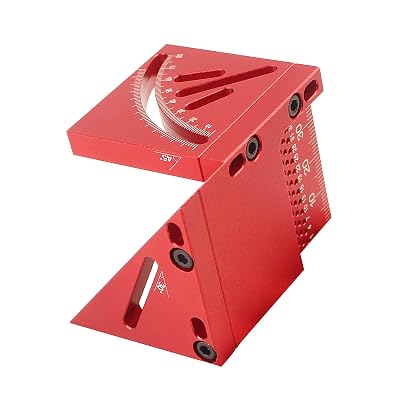 4590 Degree Aluminum Alloy Woodworking Square Protractor, Multi Angle Measuring Ruler, High Precision Layout Measuring Tool for Engineer Carpenter Red
