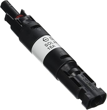 Renogy 15A Male and Female Connector Waterproof in-Line Fuse Holder w/Fuse, Black