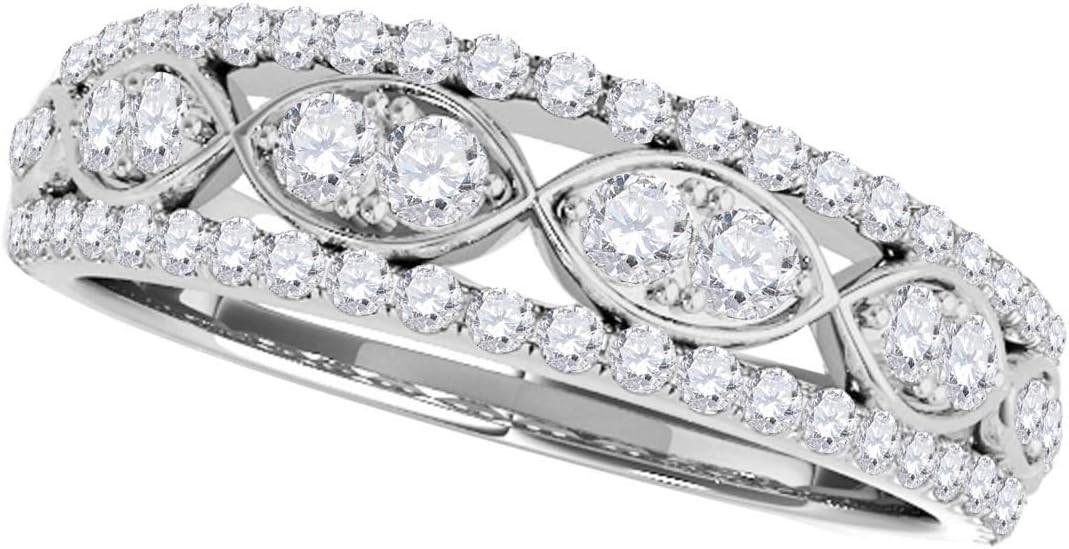 MauliJewels 0.48 Carat Round Cut White Diamond Delicate Wedding Band 14K Rose White Yellow Gold