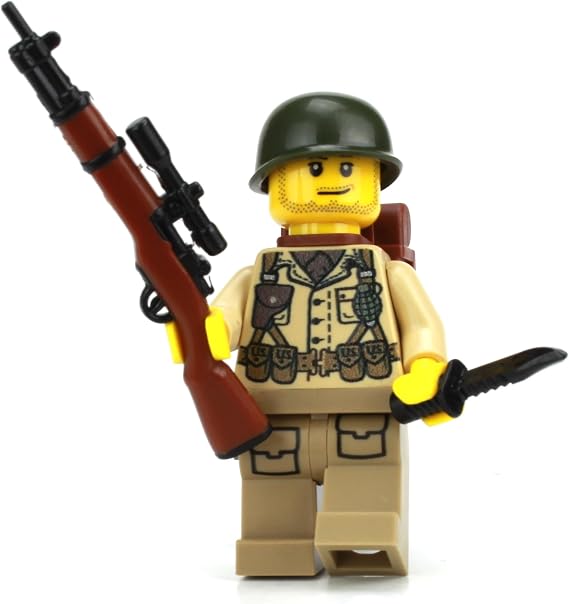 Battle Brick 1.6 Inches Tall WW2 US Army Soldier Collectible Custom Minifigure | Genuine Military Minifig | Printed in The USA | World WAR 2 | | Great Gift for Teen to Adult AFOL