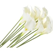 12 PCS White Calla Lily Artificial Flowers, 14.6" Faux Flower Real Touch Silicone Fake White Flowers for Home Decor, DIY Wedding Centerpieces, Indoor Floral Arrangements