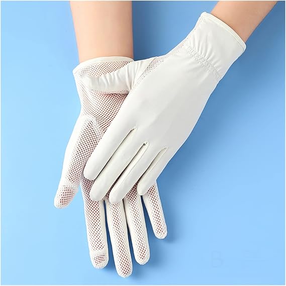 Women Gloves Ice Silk Thin Mesh Breathable Fingertip Driving