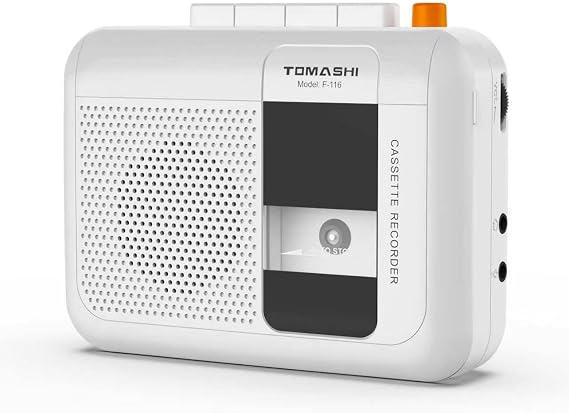 TOMASHI Portable Cassette Player, Tape Recorder, with Build in Microphone/Speaker/Headphone Jack. Fast Forward, Fast Rewind, Auto-Stop