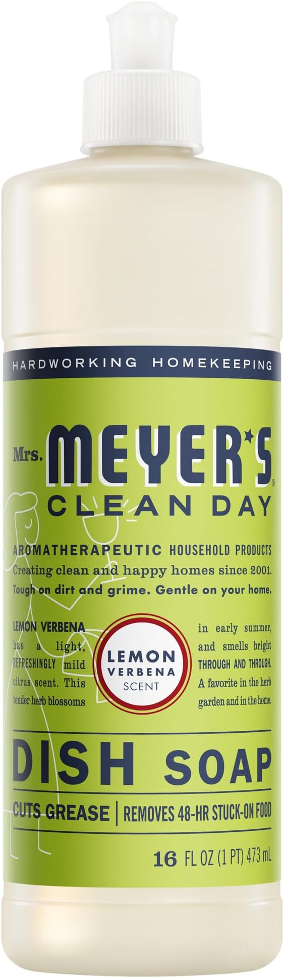 MRS. MEYER'S CLEAN DAY Liquid Dish Soap, Lemon Verbena, 16 fl. Oz