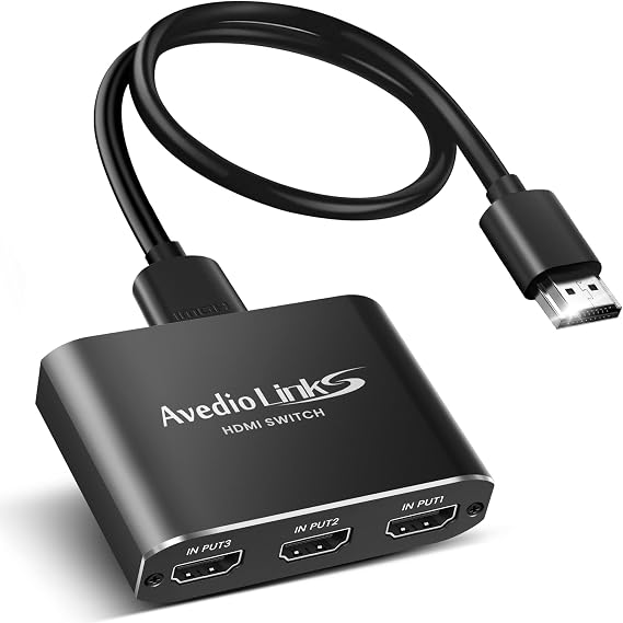 4K@60HZ HDMI Switch 3 in 1 out, HDMI Switch 3-Port Aluminum Alloy with 4FT HDMI Cable, 4K HDMI Switcher Box Supports HDCP2.2, HDR10, 18Gbps, for Fire Stick, PS5/4, Game Consoles, Roku, PC(Black)