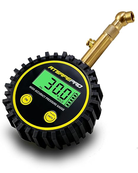 Digital Tire Pressure Gauge for Low Pressure Tires - 0-30 PSI 0.5% Accuracy, Backlit LCD with 4 Units & Battery Indicator, 360 Swivel Head for Schrader Valve, Fit for ATVs, UTVs, Golf Carts