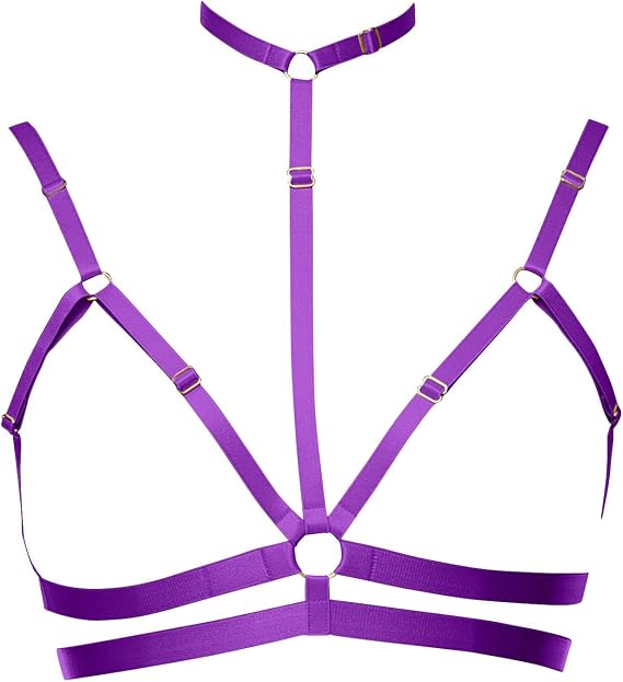 Harness Cage Bras for Women Sexy Naughty Elastic Strappy Cupless Open Breasted Bra Punk Gothic Rave Bralette
