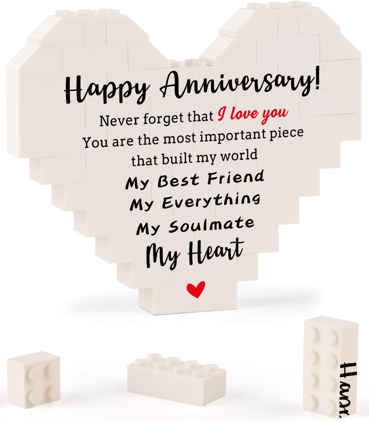 KAAYEE Anniversary Happy Gifts for Him and Her, Wedding Anniversary Romantic Gifts – Building Blocks Plaque, I Love You Gift for Boyfriend, Girlfriend, Husband & Wife, Presents for Her, Him & Couple