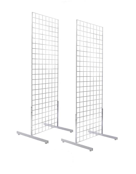 Only Hangers 2' x 6' Gridwall Panel Tower with T-Base Floorstanding Display Kit, 2-Pack White ...