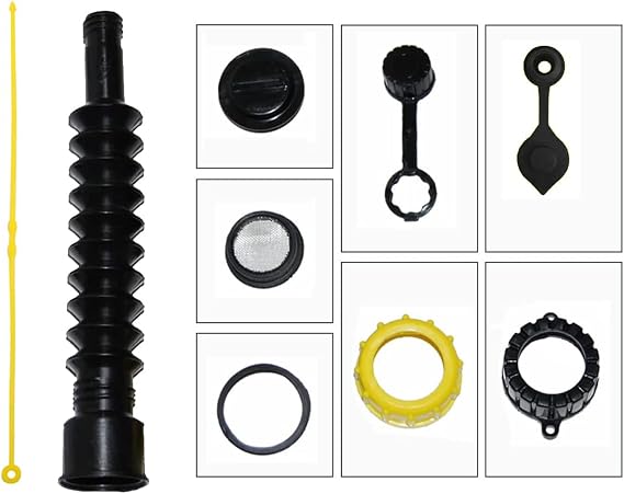 Kool Products Universal Gas Can Spout: Flexible No Spill Spout, 2 Vent Caps, Nozzle Cap & Gas Filter Fits Most Cans (1 Pack)