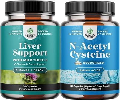 Bundle of Liver Cleanse Detox & Repair - Milk Thistle for Digestion & Immune Health - Ginger Root Choline Dandelion Root and NAC Supplement N-Acetyl Cysteine 600mg - Potent Vegan High Absorption 600mg