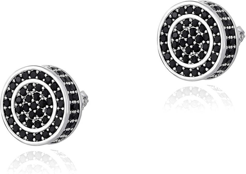 TOPGRILLZ Screw Back Earrings 14K Golden Plated 5A+ Cubic Zirconia Cluster Round Screw On Stud Earrings For Men Women Aretes De Hombre