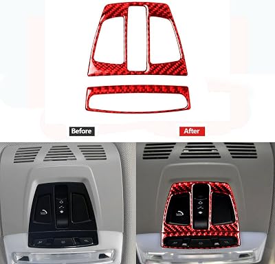 Red Carbon Fiber Reading Light Panel Bezel Cover for BMW 1 Series F20 2012-2017, 3 Series F30 F34 F32 2013-2017, X1 X2 2016-2017, X5 2014-2017, X6 2015-2017