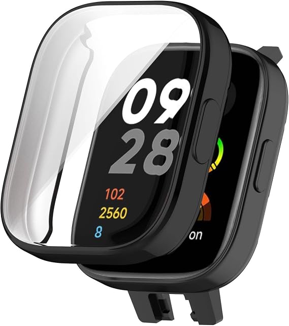 Microsonic Xiaomi Redmi Watch 3 için Kılıf 360 Full Round Soft Silicone Siyah [Redmi Watch 3 ile Uyumlu Kılıf - Siyah]