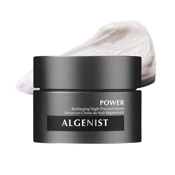 Algenist POWER Recharging Night Pressed Serum - Overnight Face Treatment with Alguronic Acid, Collagen & Coconut Water - Helps Improve Firmness, Elasticity, Radiance & Refines Texture (2 oz)