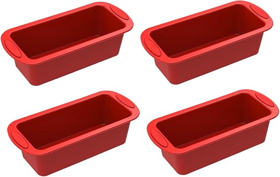 4 Pack Mini Loaf Pans - Nonstick Mini Bread Loaf Pans, Silicone Small Baking Pans for Loaf, Bread and Meatloaf - 5.7x2.5x2.2 inch