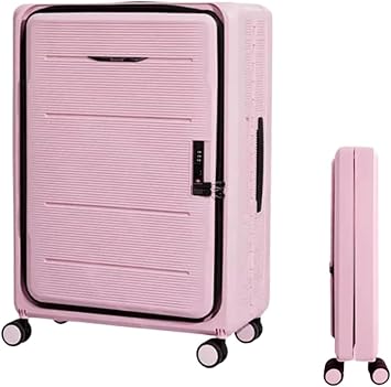 Suitcase Foldable Suitcases 3-speed Adjustable Trolley Carry On Luggage Front Open Suitcase With Universal Wheel Boarding Luggage Travel Gear Color Pink, Size 20 in