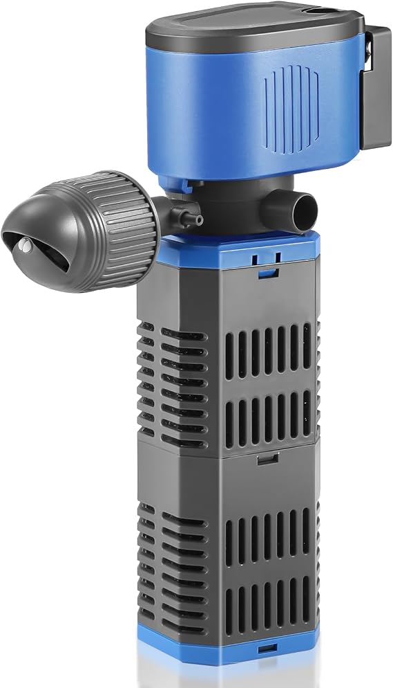 Fish Tank Filter, Internal Aquarium filter for Clean Water, Adjustable Air Flow, Air Pump, Silent, Make Waves (1600LPH,23W)