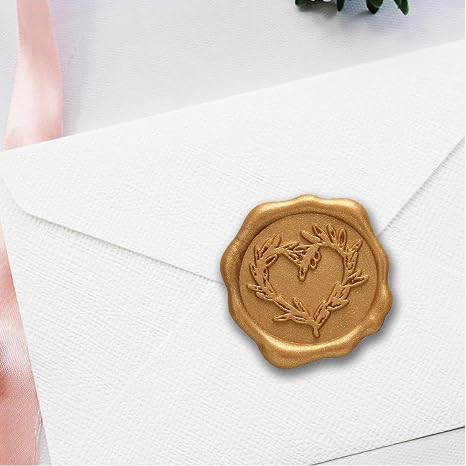 Branch Heart Adhesive Wax Seal Stickers 25Pk - Pre-Made from Real Sealing Wax (Gold)