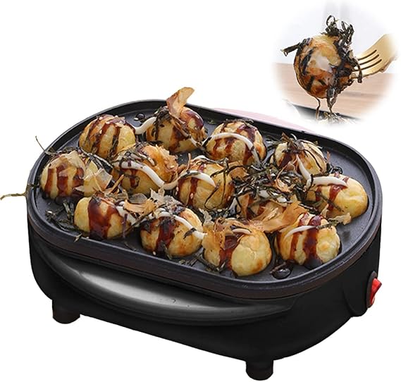 Multifunctional Takoyaki Machine, Japanese Takoyaki Octopus Discs, Pancake Cooking Roasting Machine 13-Hole Kitchen Bakeware,Black