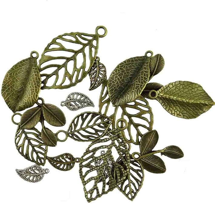 Honbay 18pcs Vintage Bronze Tree Leaf Theme Tone Alloy Charms Finding, Mixed 6 Styles, DIY Jewelry Making Findings For Bracelet Necklace
