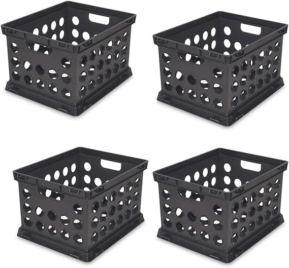 Sterilite 16939006 Plastic Heavy Duty File Crate Stacking Storage (4 Pack)