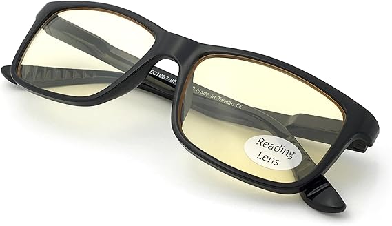 J+S Blue Light Blocking Reading Glasses, Men/Women, Medium-Small Fit | Headache/fatigue/glare reduction, 100% UV400, lightweight, spring hinge, for reading/ebooks/kindles/computer, for presbyopia