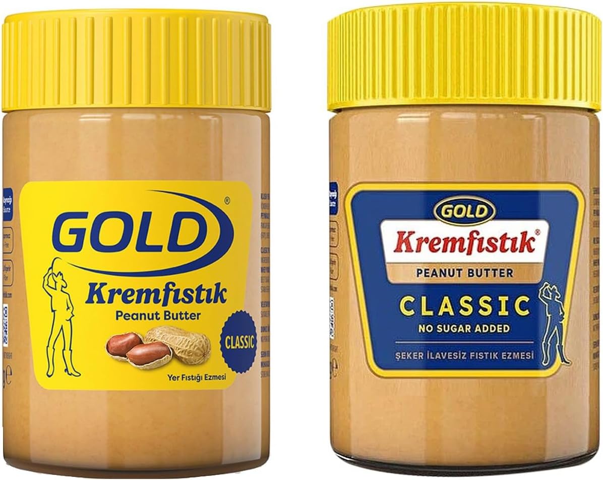 Gold Fıstık Ezmesi Classic ve Şekersiz 340 gr 2 li Paket