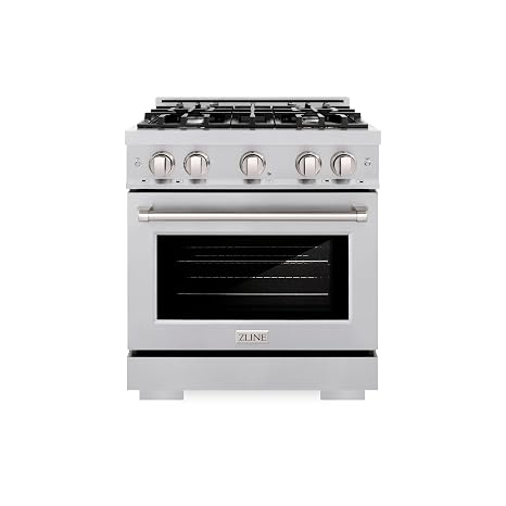 ZLINE 30 in. 4.2 cu. ft. Select Gas Range with 4 Burner Cooktop and Convection Gas Oven in Stainless Steel (HGR30)