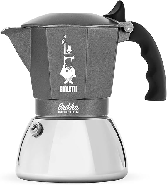 Bialetti Brikka Induction Coffee Machine 4 Cups (160 ml) Espresso Like at the Bar Suitable for All Hob Types Elegant Design Sølv Suitable for all types of cookers elegant design