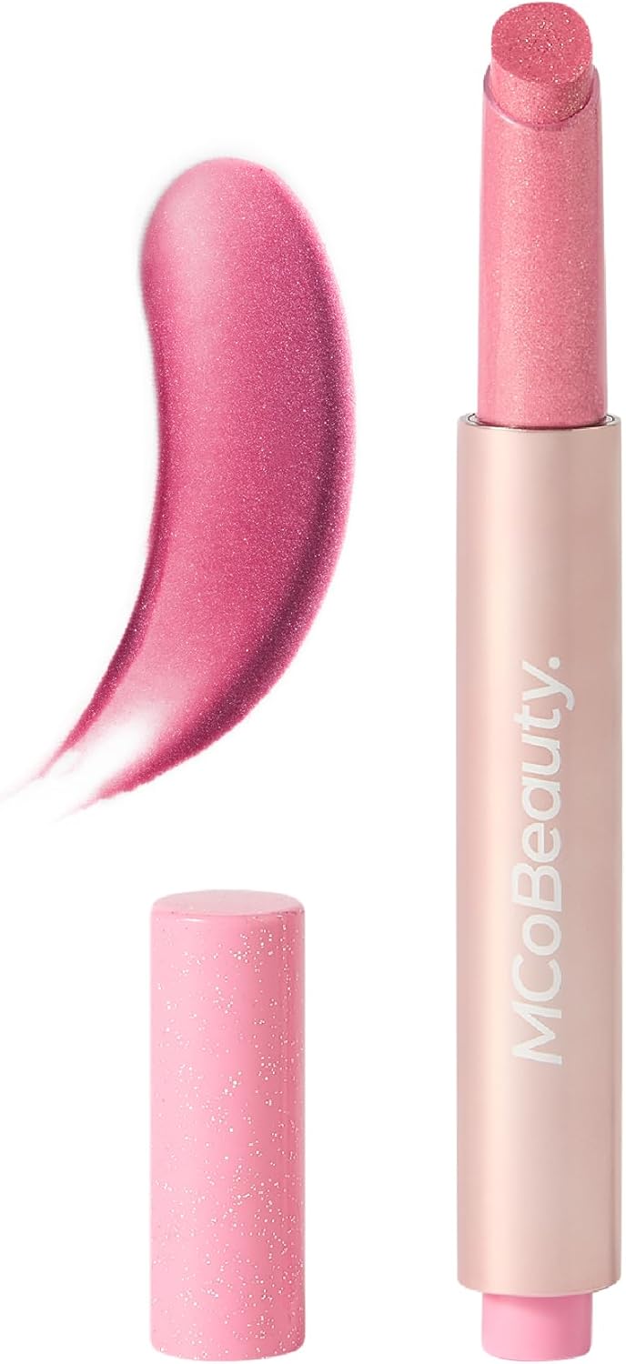 MCoBeauty - Shimmer Lip Plump 4-in-1 Hydrating Lacquer - True Pink Shade - With Shea Butter, Hyaluronic Acid and Fruit Extracts - Click Pen Lip Gloss - Holiday Essentials