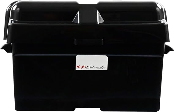 Schumacher Electric Marine Battery Protection Box, BAF-BM2, with High-Density Polyethylene Construction to Protect from Leaking Battery Acid, Black, 1 Unit, 2 Pieces